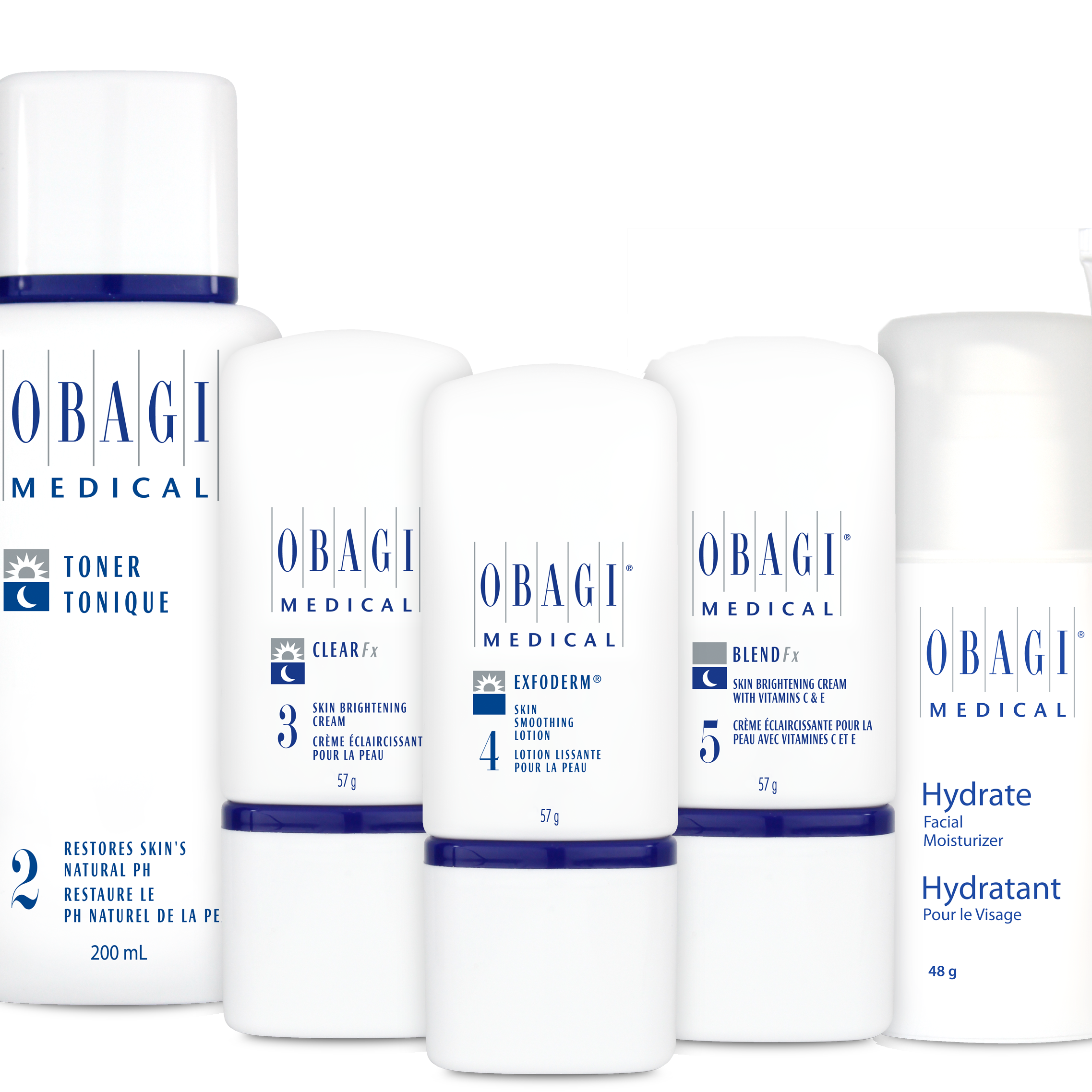 Obagi Medical skincare product lineup on a white background